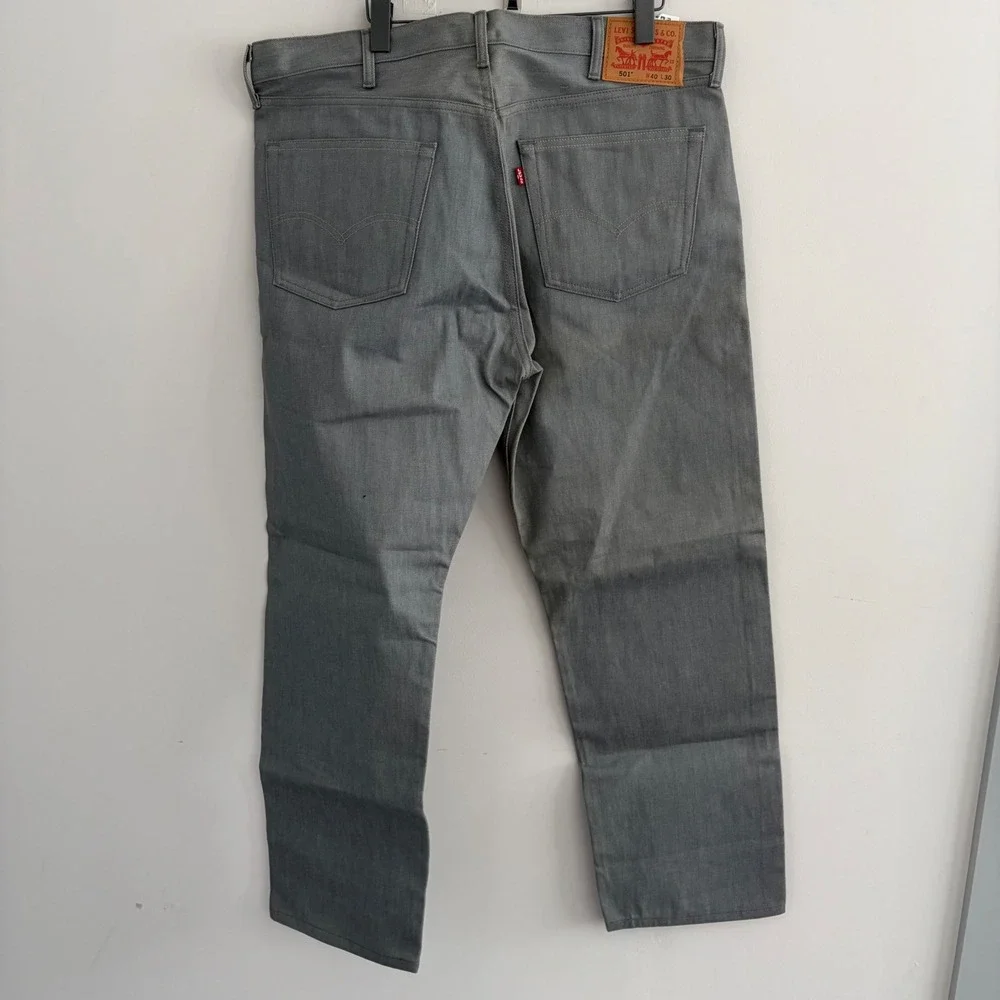 Levi's 501 Original Fit Straight Leg Grey Denim Jeans 40x30 Mens